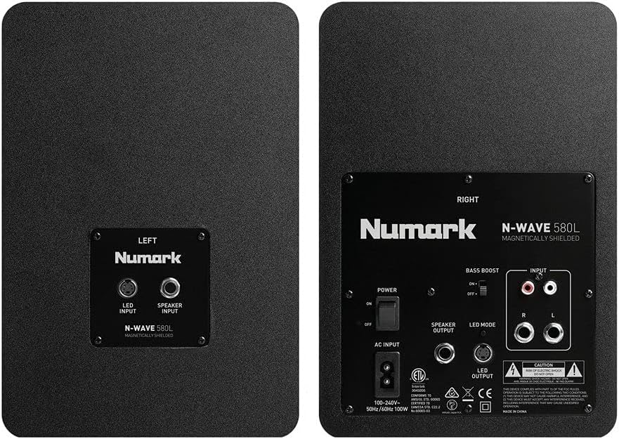 Numark N-Wave 580L | Powered Desktop DJ Monitor Speakers with Pulsating LED Lights (5.25
