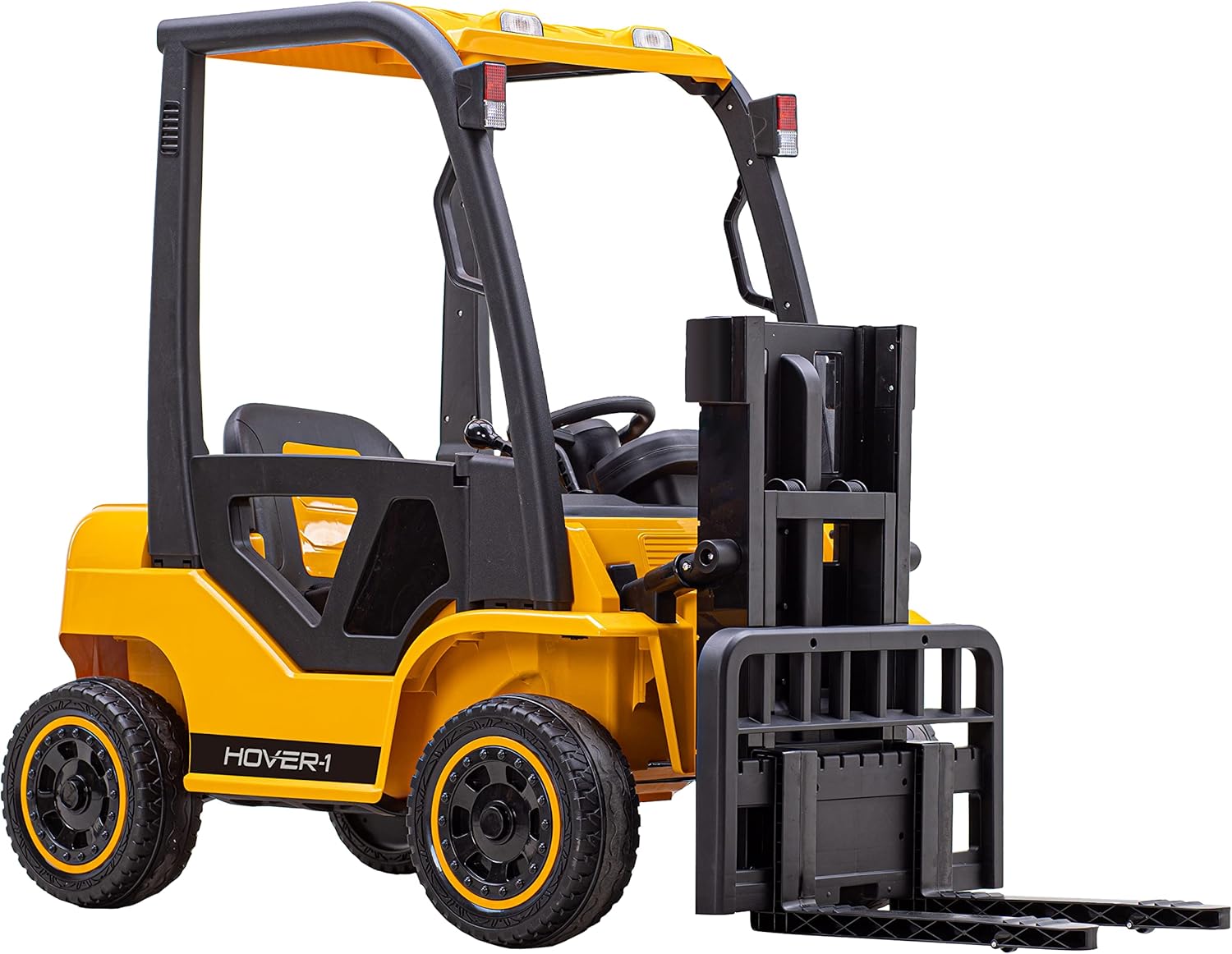 Hover-1 My First Forklift Electric Forklift with Ride-in Controls, Remote Control, Liftable Fork, Gears, Storage Trunk, and Pallet Yellow/Black Large