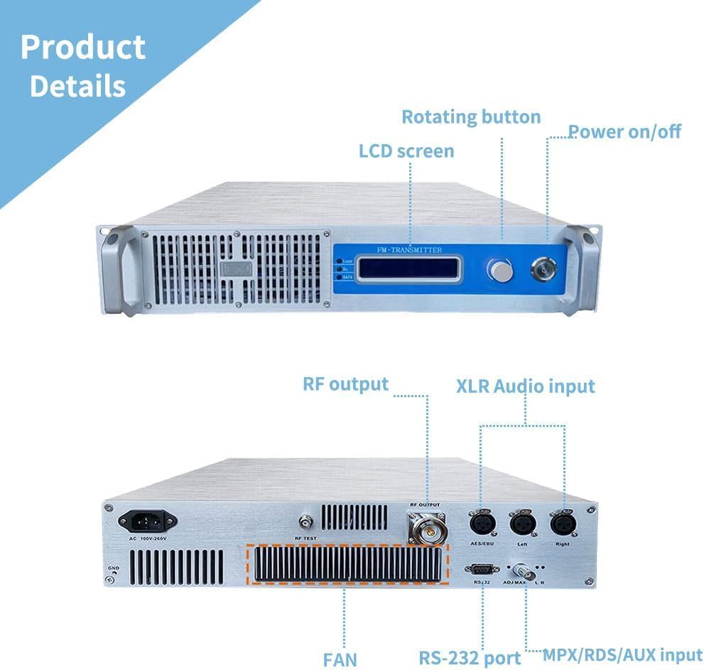 Long Range Professional 1KW FM Radio Broadcast Transmitter for Church Radio Station, FM Broadcast Transmitter 1000W for Broadcasting