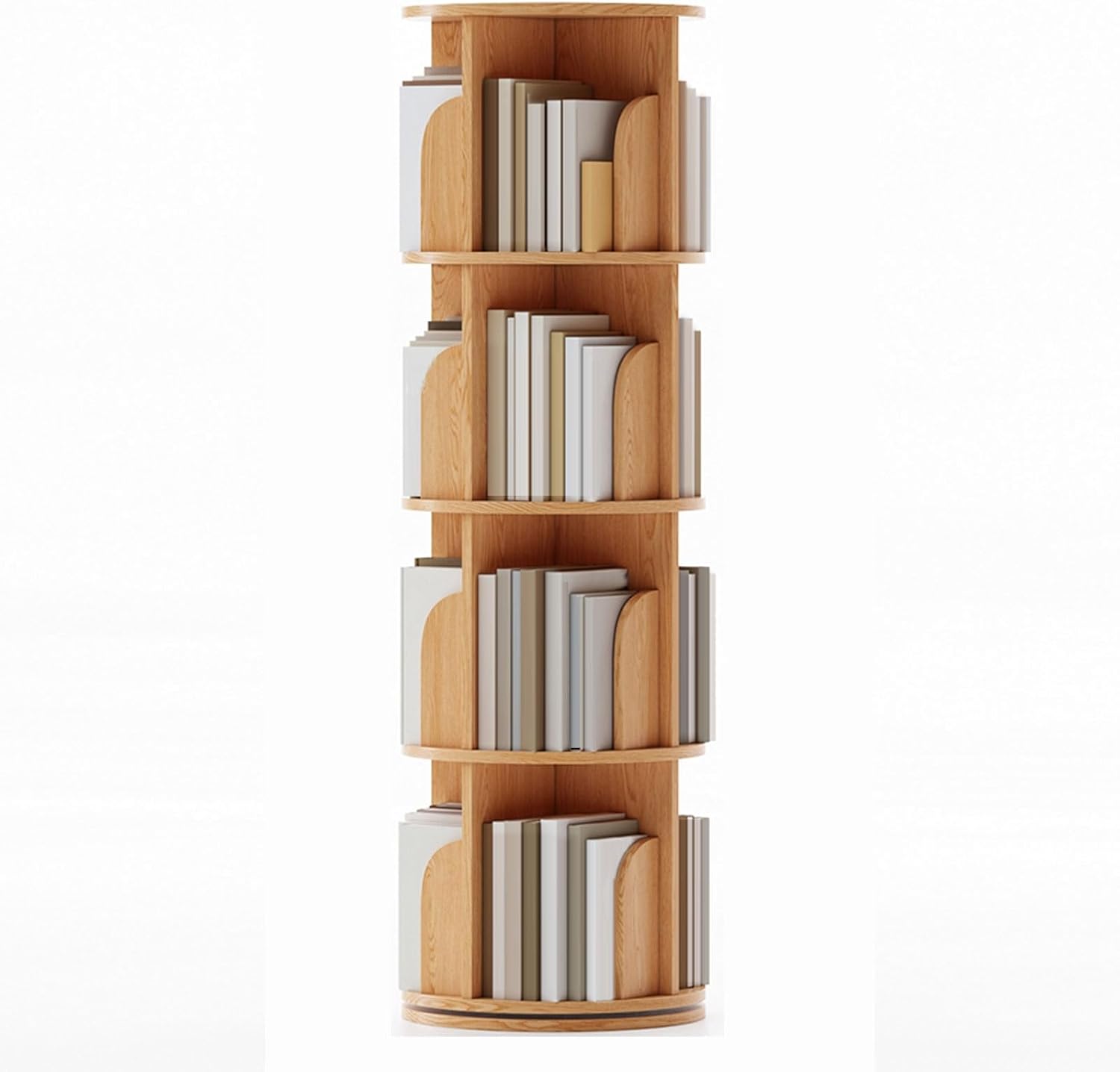 GAMAK Small Rotating Bookshelf 360 Display 3-4 Tier for Small Spaces Kids Narrow Swivel Corner Book Shelf Wood Used in Bedrooms Living Rooms Study Office (Color : Wood, Size : Four)