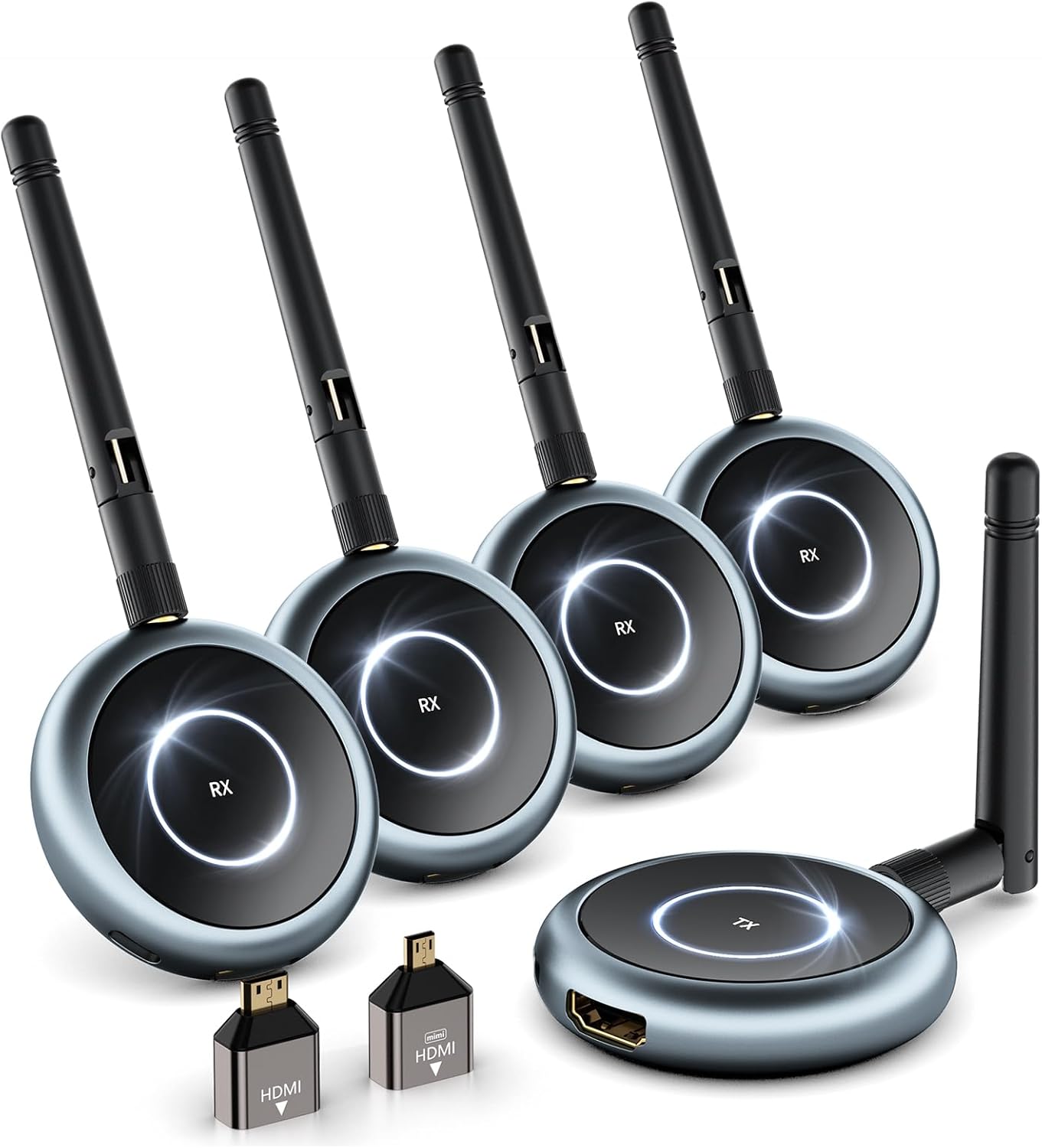 TIMBOOTECH Wireless HDMI Transmitter and 4 Receivers - Up to 8 Displays