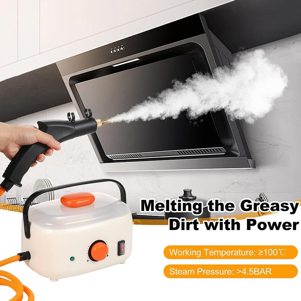 Handheld Steam Cleaner, 2500w High-Pressure Steam, 1500ml Large Water Tank, 6 Adjustable Steam Levels, Multi-Scene Cleaning Brush Head (Green)