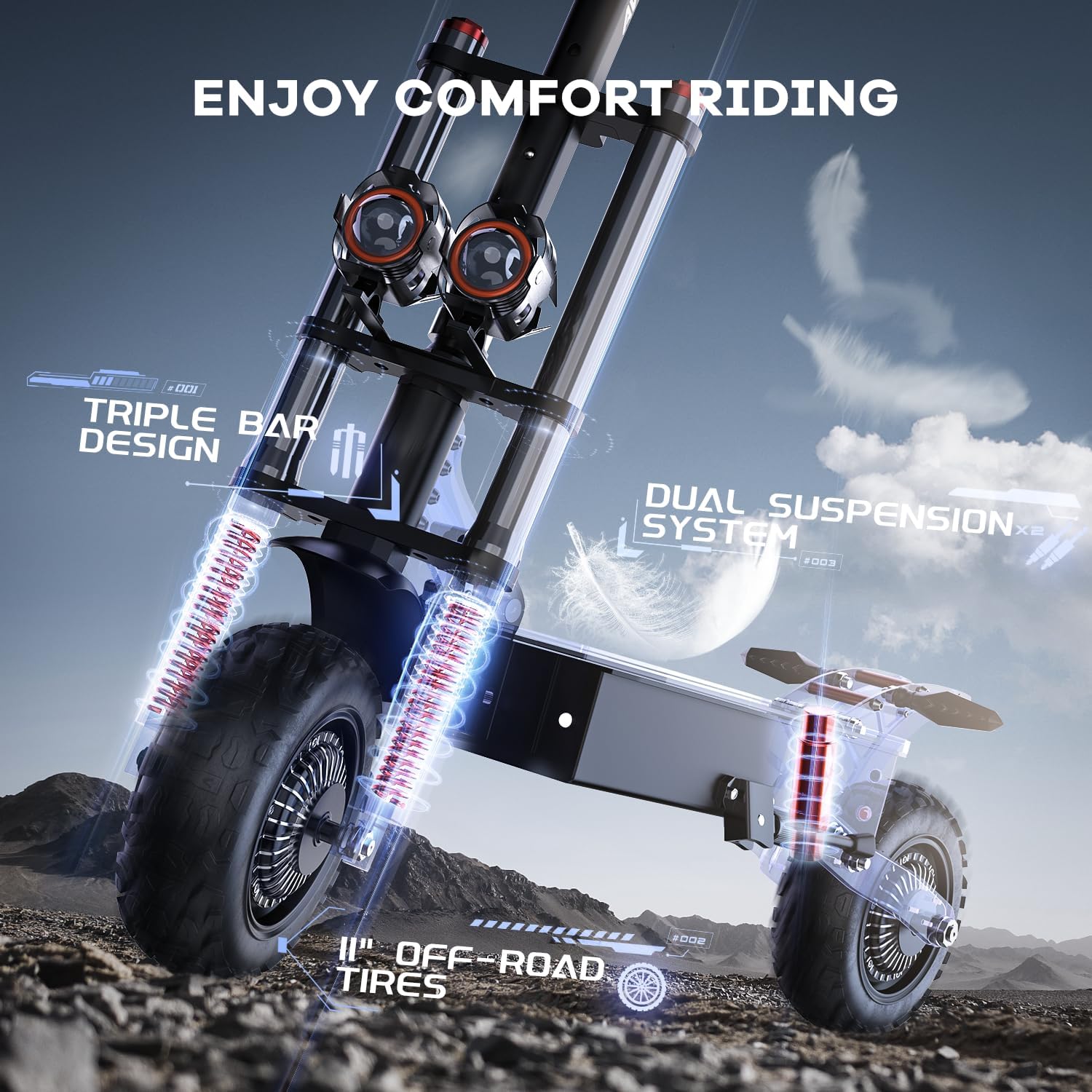 Electric Scooter Adults, 5600W/7000w Dual Motors with 60/70 Miles Range Battery, Up to 50/55 MPH Top Speed, 11