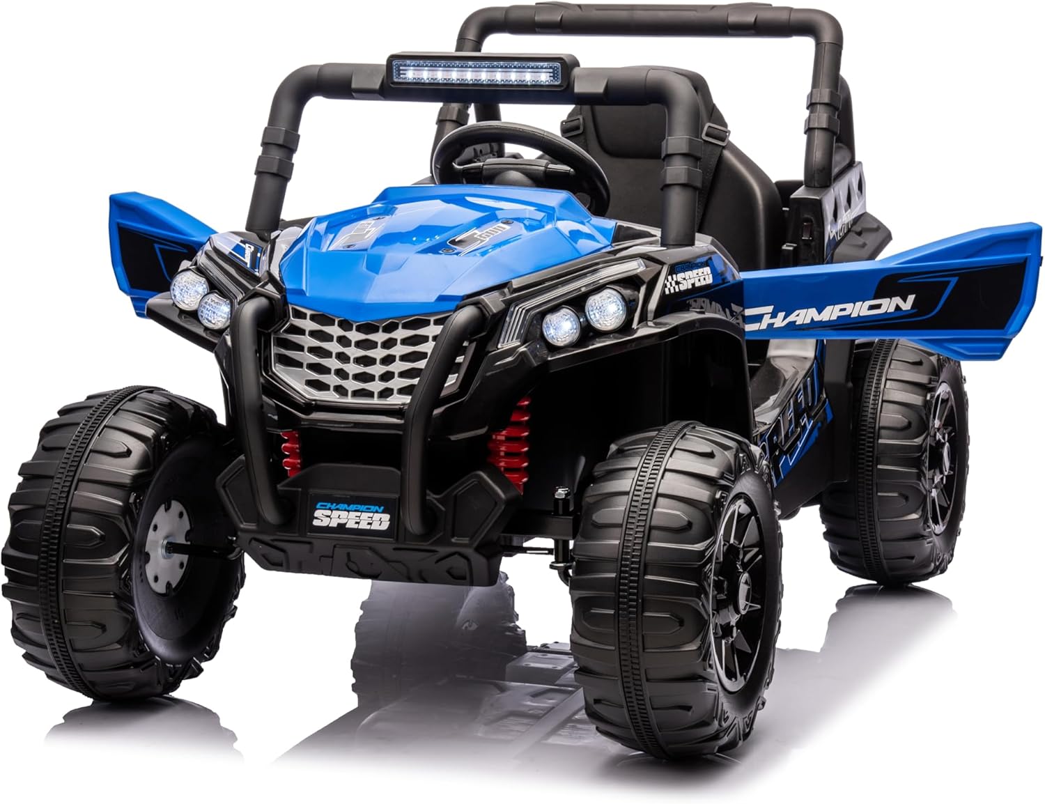 GarveeLife 12V Kids Electric Ride on Truck Car, Electric Vehicles with Remote Control, LED Light, Spring Suspension, Safety Belt, AUX Port, carros eléctricos para niños for Kids Aged 3-7 Years, Blue