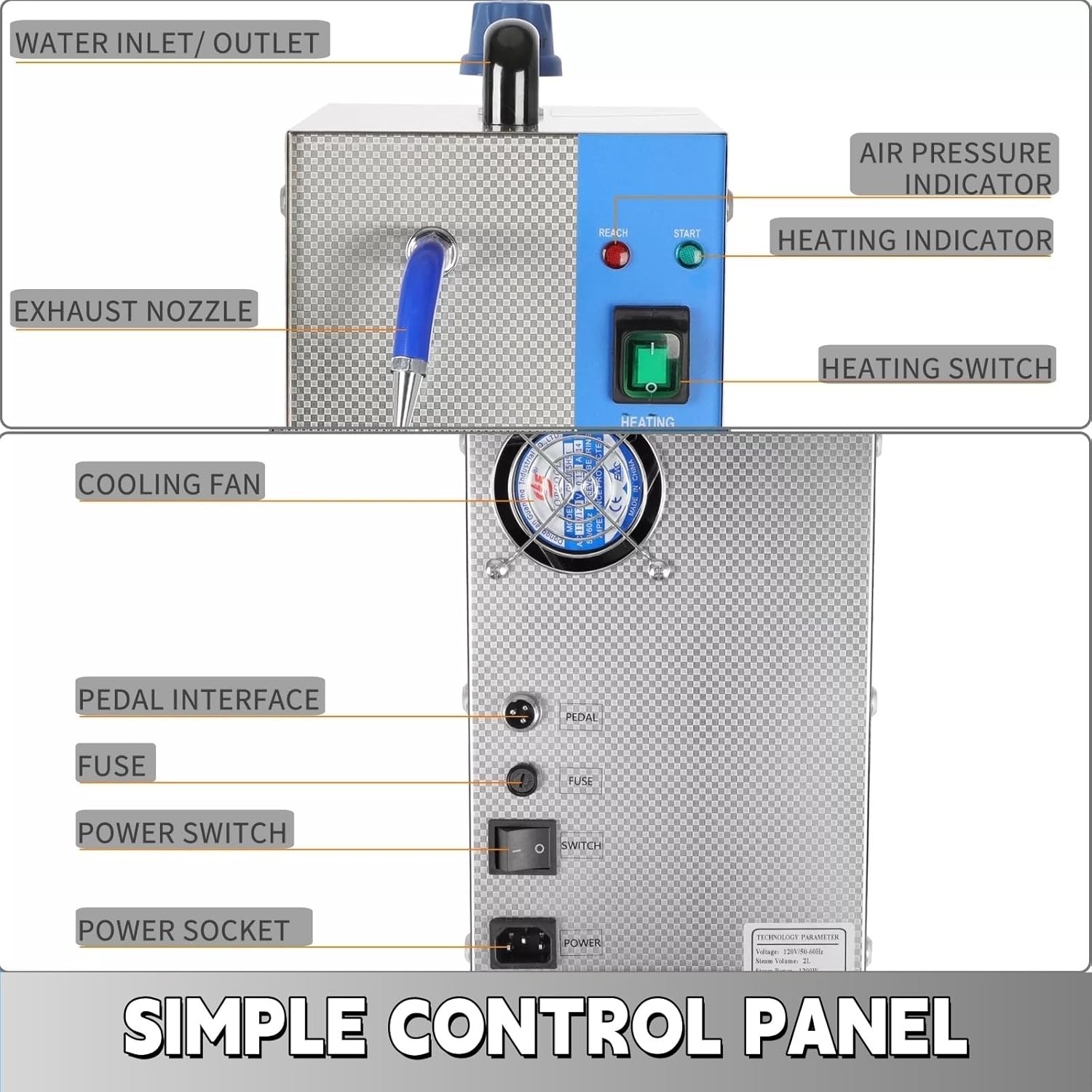 Jewelry Steam Cleaner, 2L Jewelry Steam Cleaning Machine, Gemstone Cleaner 110v/1300W Mustrod