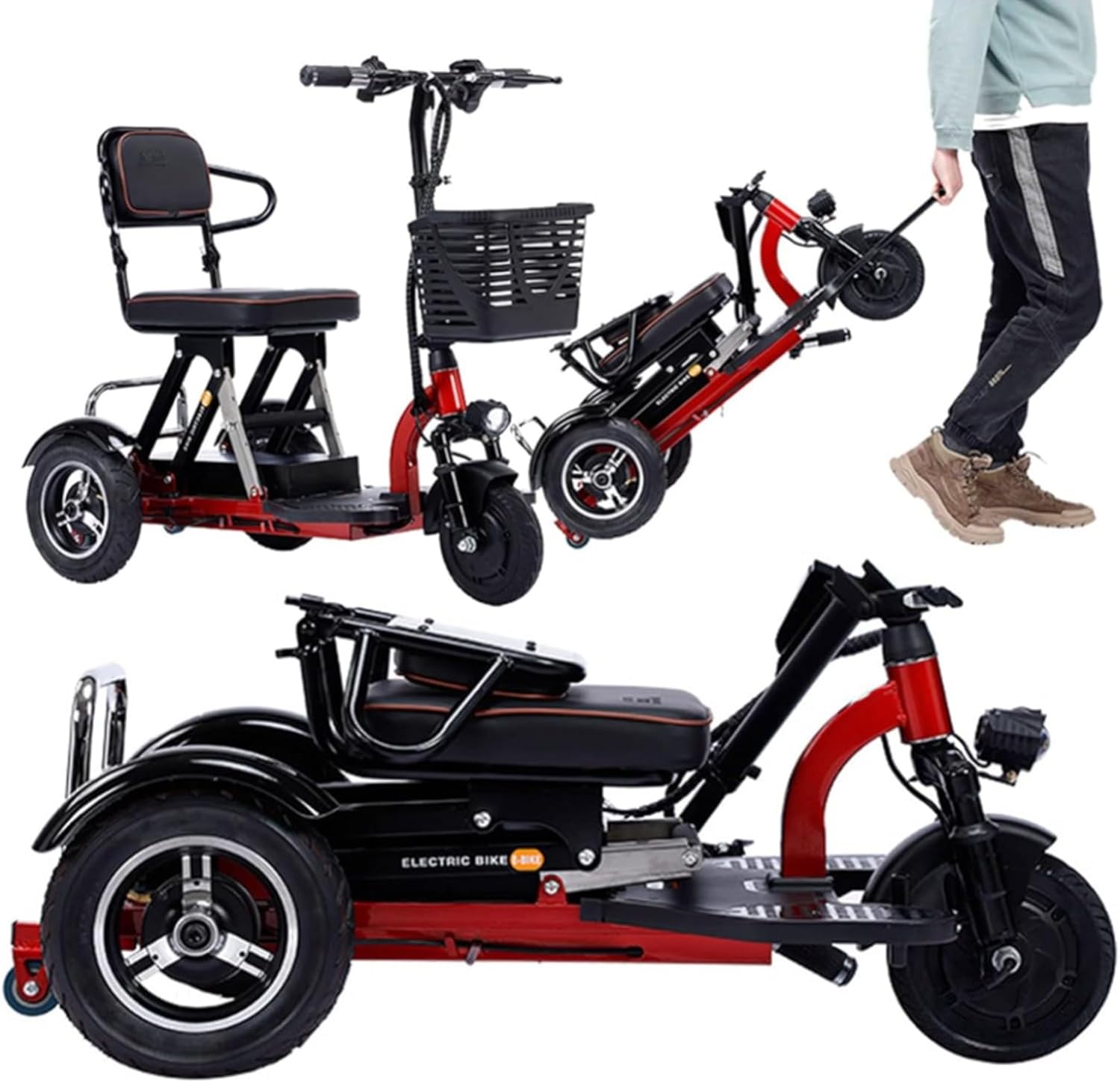 Foldable Lightweight 3-Wheel Mobility Scooter - up to 45Km Battery Life - Comfortable Seat - Ideal for Elderly & Disabled