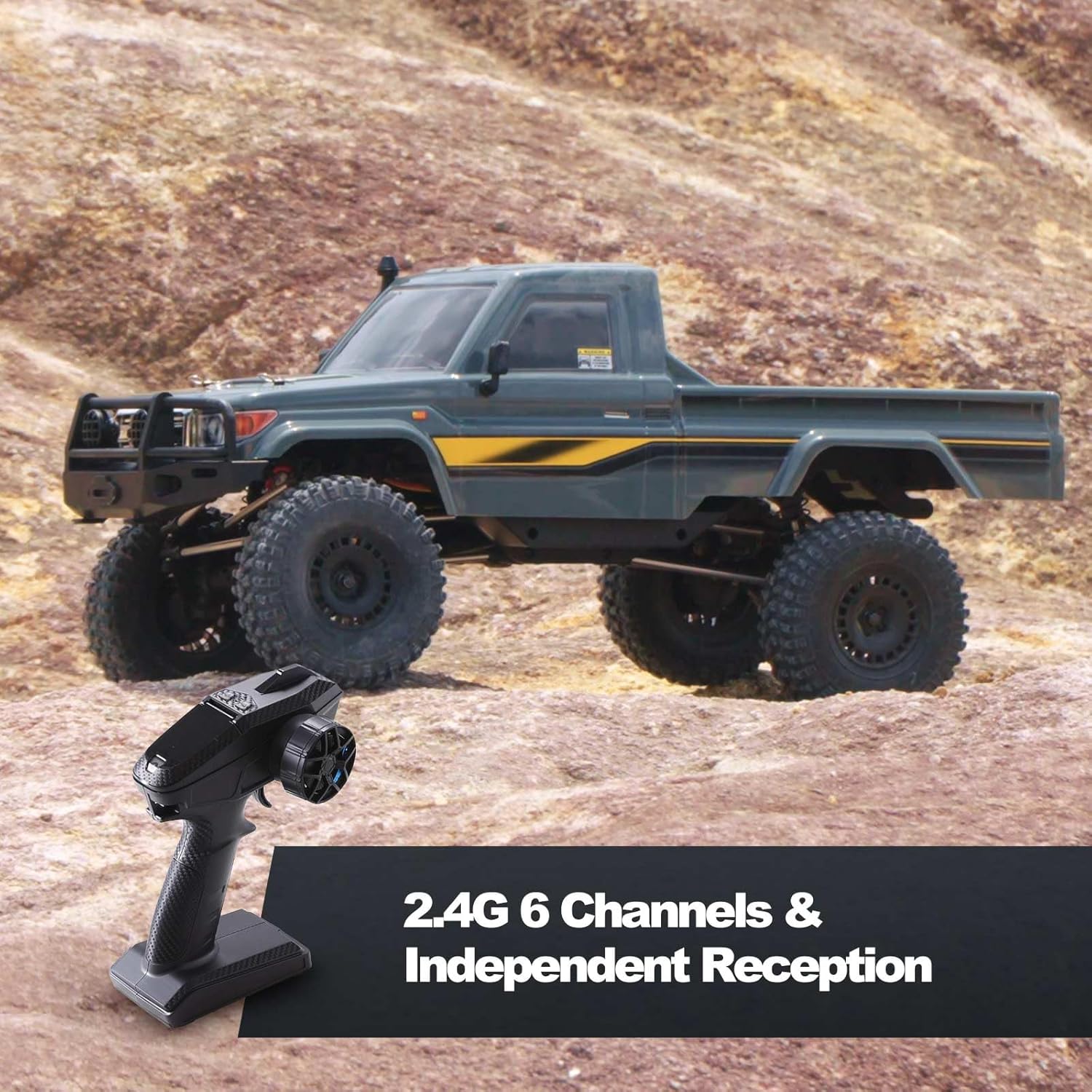 FCXㅤ YKHOBBY 1/10 YK41011 RC Crawler, Hobby Grade RC Rock Crawler with 2 Speed Switch, Manual Differential Lock for Adults (RTR Yellow)