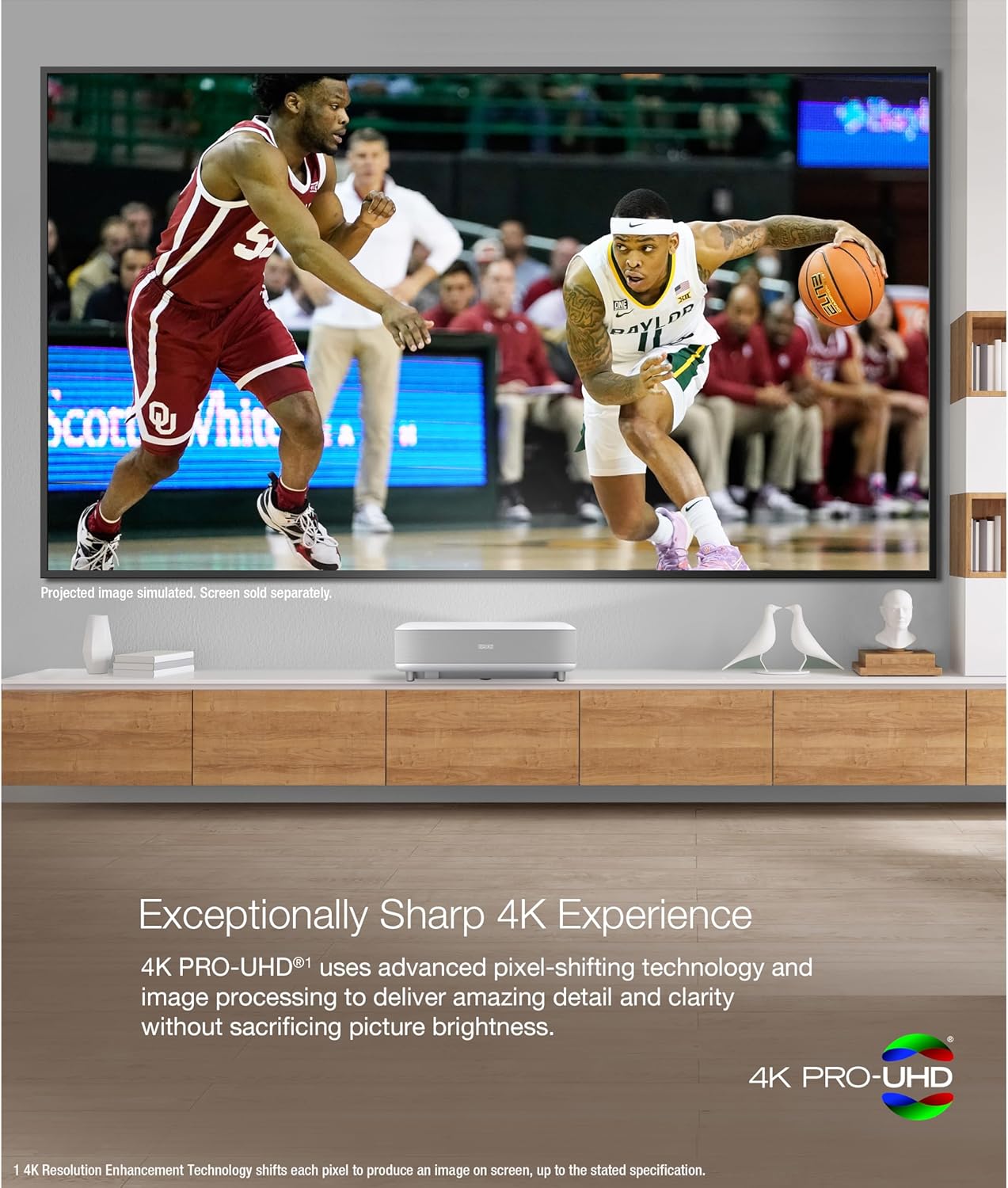 Epson EpiqVision Ultra LS650 Short Throw 3-Chip 3LCD Smart Streaming Laser Projector 4K PRO-UHD