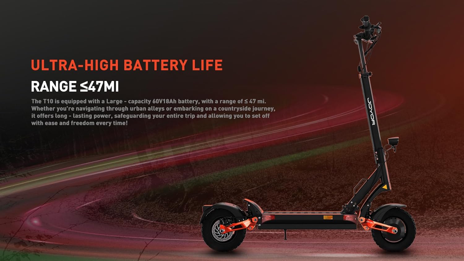 JOYOR S5/S10/T10 Electric Scooters, 31/40/44 MPH Top Speed, 34/46 Miles Max Range, 600W/2000W Motor, Dual Suspension, 10