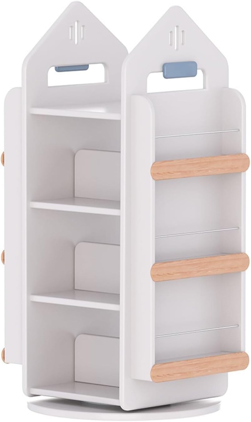 sdneNest Bookcase Rotating Bookshelf 360° Bookcase Storage Picture Book Reading Rack Home Floor-Standing Storage Rack Bookshelf