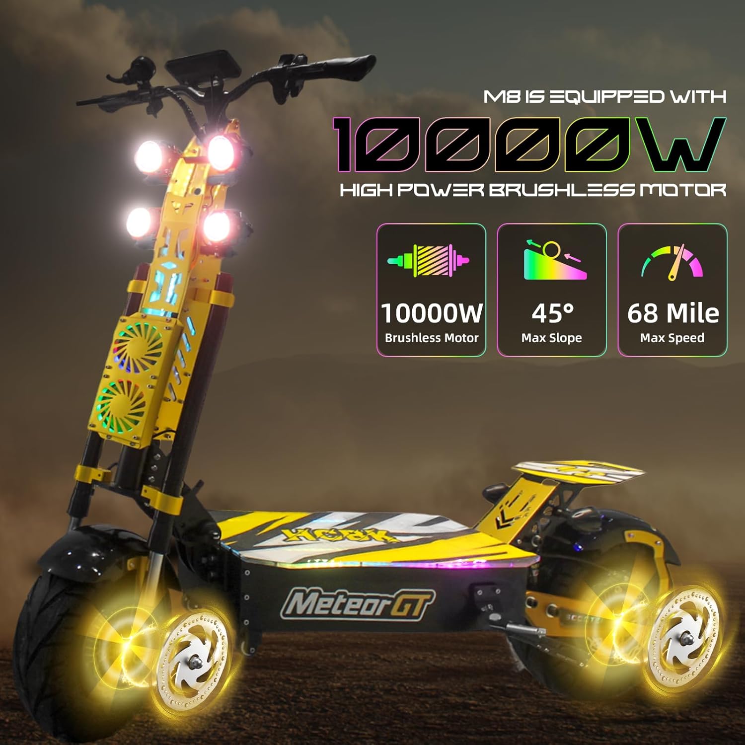 72V 40AH 10000W Foldable Dual Motor Electric Scooter for Adults with Seat 68MPH 95-Mile Range 13