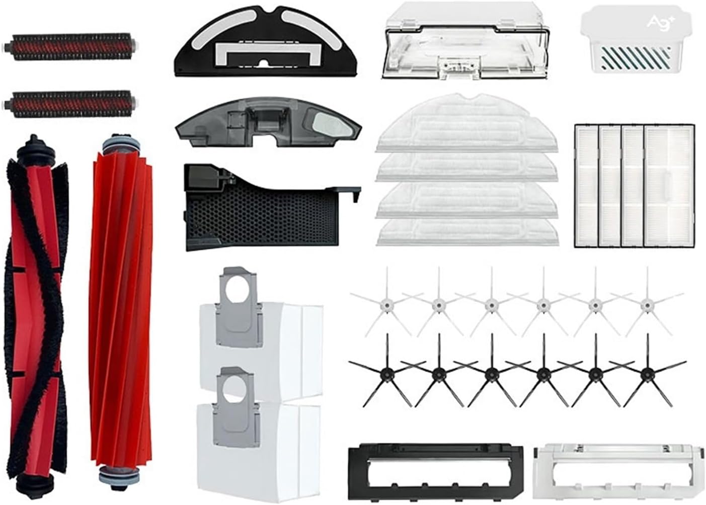 rqhdd Vacuum Attachment Main Side Brush Mop Hepa Filter Dust Bag Cleaning Rolling Brush Compatible with Roborock S7 Maxv Ultra S7 Pro Ultra Robot Vacuum Accessories(33pcs)