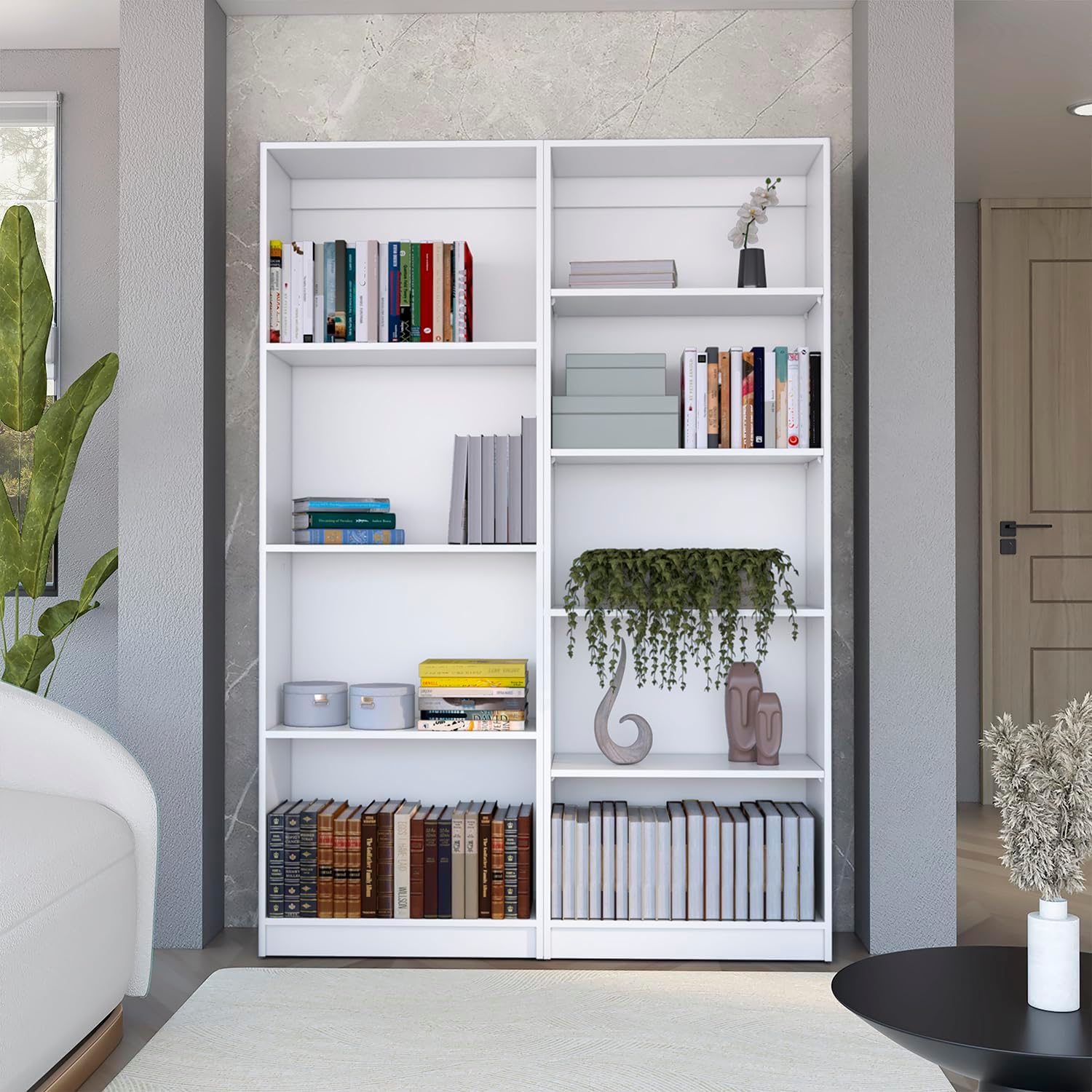 Benicabaly 2 Piece Bookcase Living Room Set with 9 Shelves, Expansive Storage and Sophisticated Matte Finish, Ideal for Compact Spaces