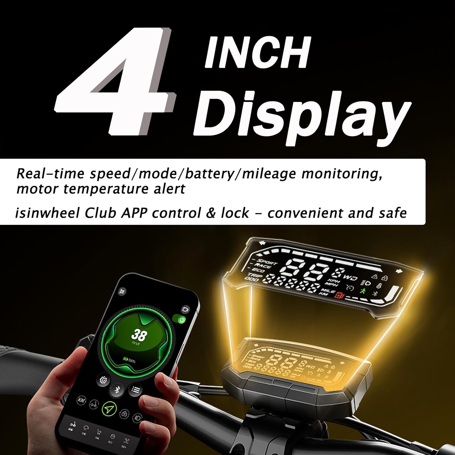 isinwheel GT4 Electric Scooter,2400W Dual Motor, 50 Miles Range,Up to 45MPH Folding E Scooter for Adults, 12'' Off Road Tires,330 lbs Load,Off Road Electric Scooter for Adult with Dual Suspension,APP