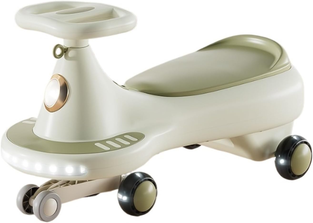 Wiggle Car Boys and Girls Swing Car Silent Flashing Wheels Anti-Rollover Ride On Toy for Indoor Outdoor(Green)