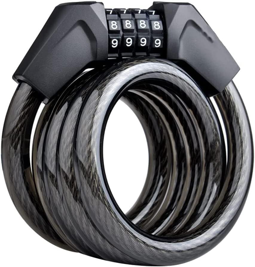 4-Digit Combination Bike Lock, Anti-Theft Lock withCoating, Self-Rolling, Mounting Bracket Included