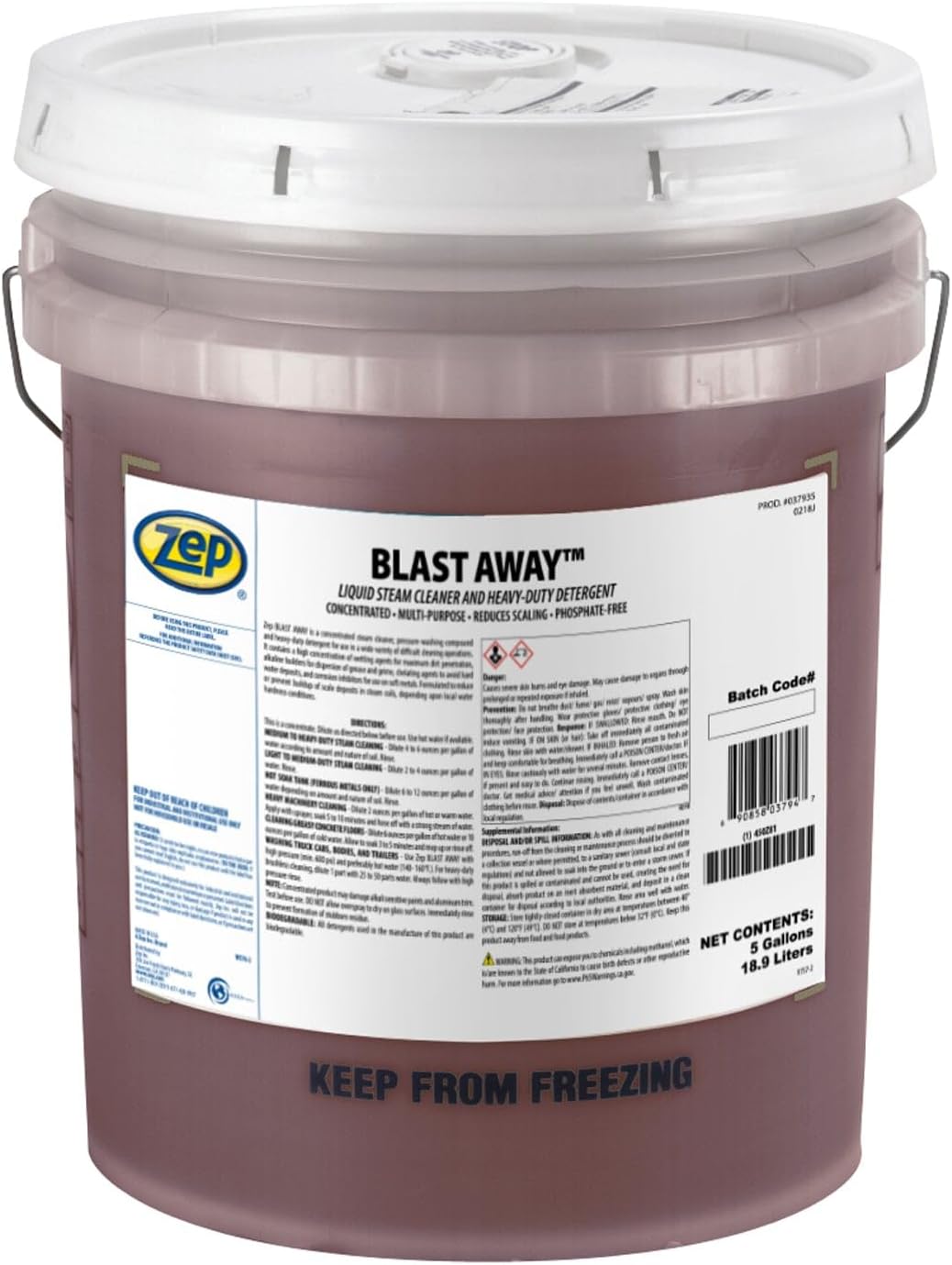 Zep Blast Away Liquid Steam Cleaner and Heavy-Duty Detergent - 5 Gallon (Each) 37935