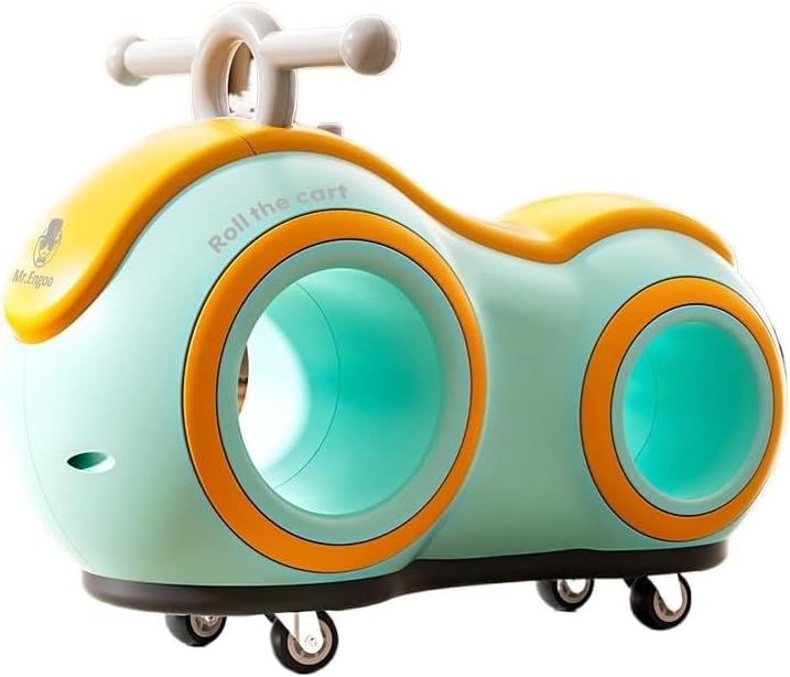 Wiggle Scooter Peanut Shape Swing Car with Music Light Handle Ride On Push Cars for Toddlers Anti-Rollover(Green)