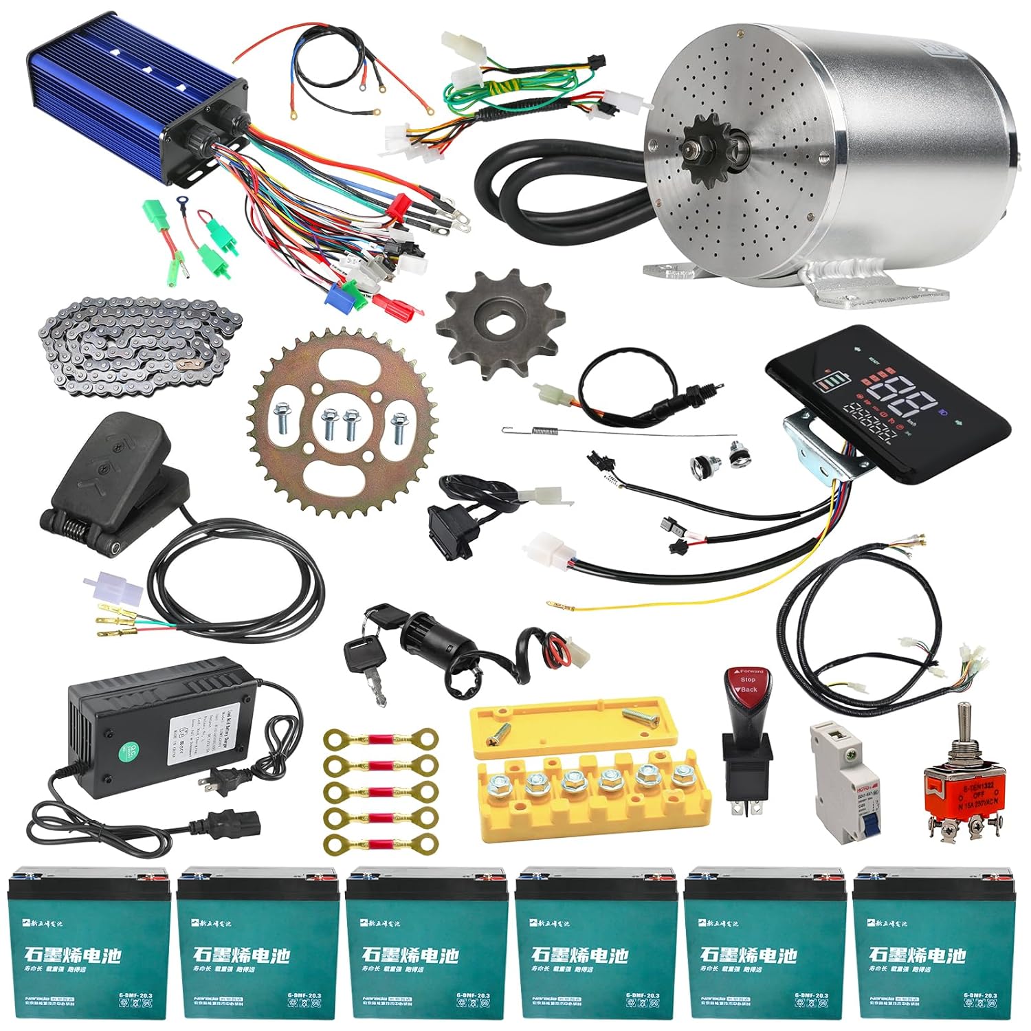 72V 3000W Brushless DC Motor Kit with Controller, LCD Display, Pedal, Accessories – High Power Electric Motor Conversion Kit for Go Kart, ATV, Golf Cart, Razor MX650 MX500, Scooter, Moped, Dirt Bike
