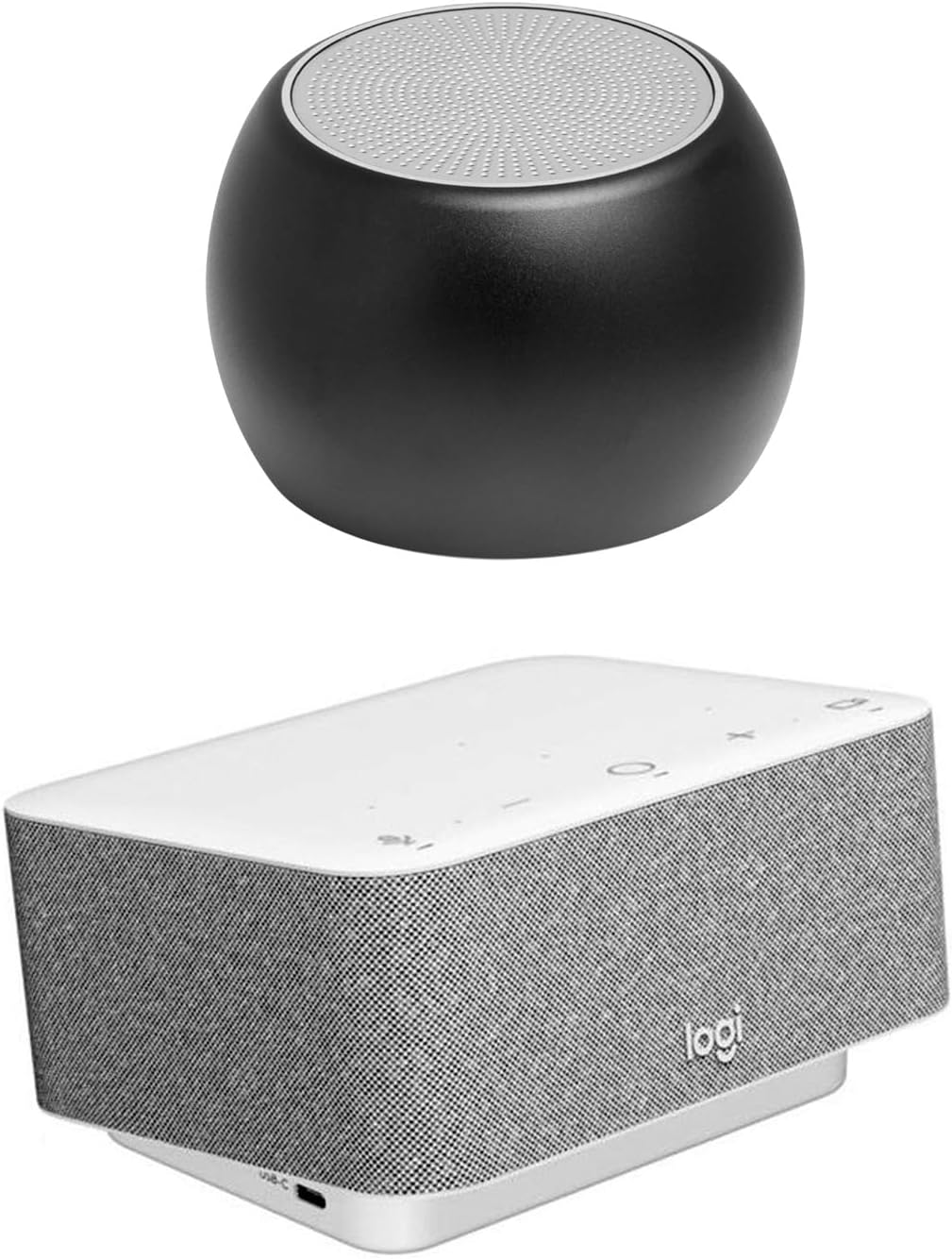 Logitech Docking Station 100W Dock in White, 4K Support and USB HubDesk Bundled with Bluetooth Boost U Speaker and Built-in Mic, 5 Hour Playback