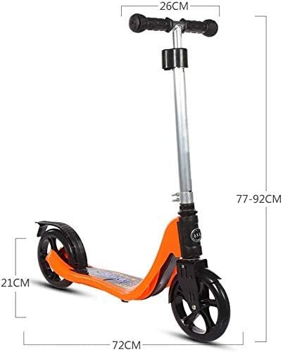 Scooters Kick Scooter for Adults Kids Kick Scooters for Adults/Teens/Kids Height Adjustable Commuter Scooter with with Big PU Wheels Non-Electric 100kg Capacity (Color : Blue) (Color : Orange)