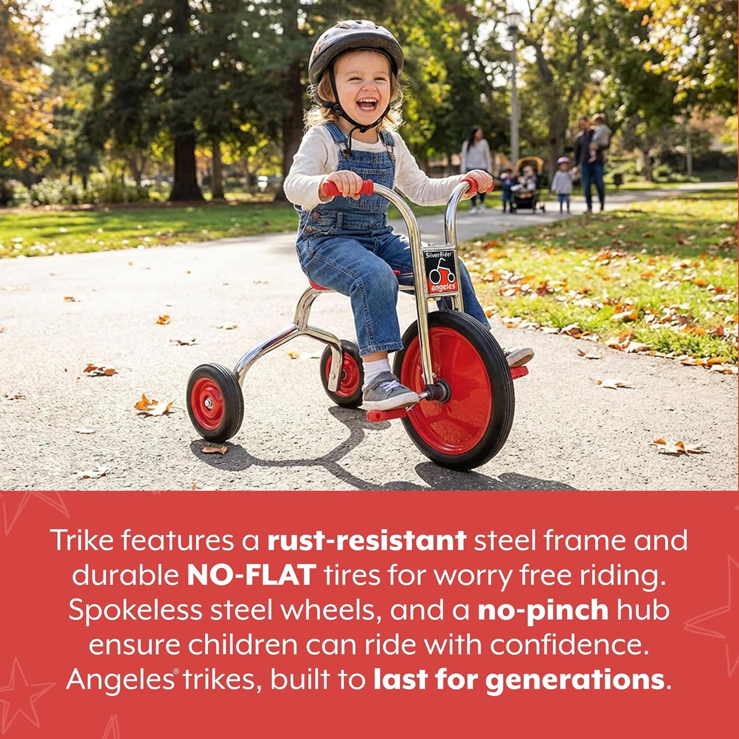Angeles SilverRider Kids Tricycle, Toddler Tricycle with Solid Airless Rubber Tires, Kids Bike for Preschools and Daycare, Ages 4+, 16.5