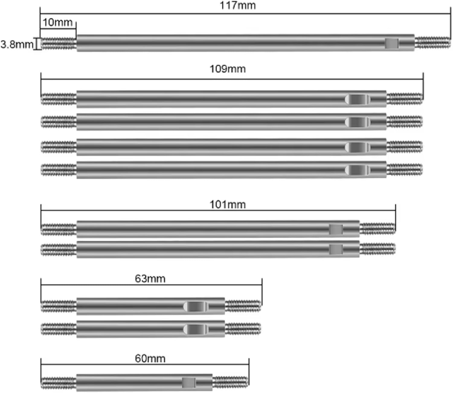 Compatible with Trxs for TRX4 1/10 RC Crawler Car Upgrade Parts 10Pcs Complete Steel 313mm Wheelbase Link Rod RC Car Upgrade Parts
