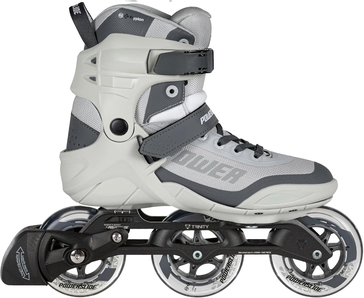 Powerslide Phuzion Krypton Grey 100 Inline Skates Unisex for Men and Women in Grey, 100 mm/83A Wheels, ABEC 7 Pro Bearings, Item No.: 901984 37