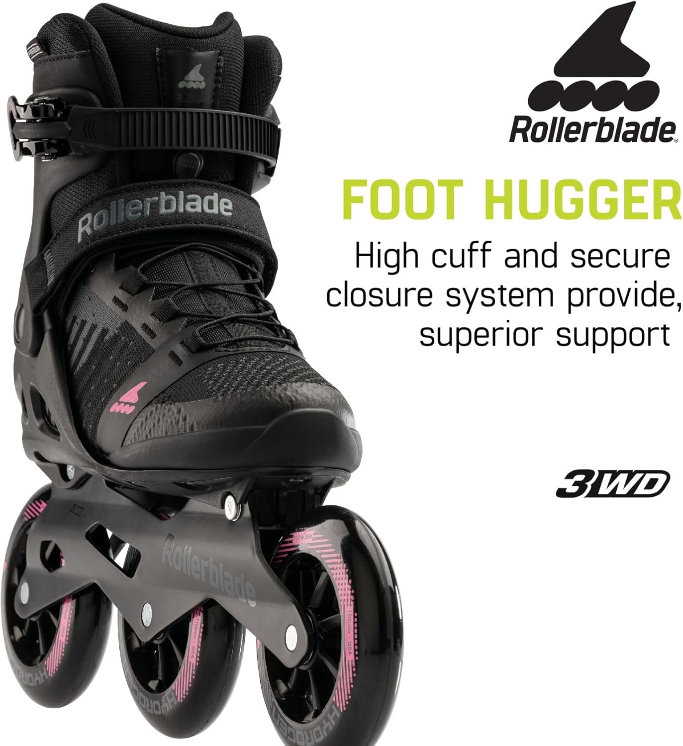 Rollerblade Macroblade 110 3WD Womens Adult Fitness Inline Skate, Black and Orchid, Performance Inline Skates