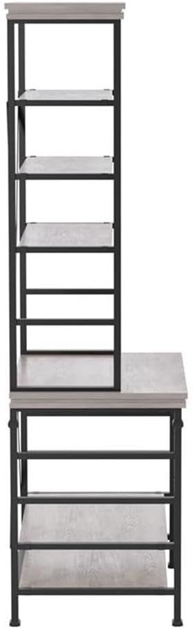 Furniture of America Garna Industrial Metal 6-Shelf Bookcase in Antique White