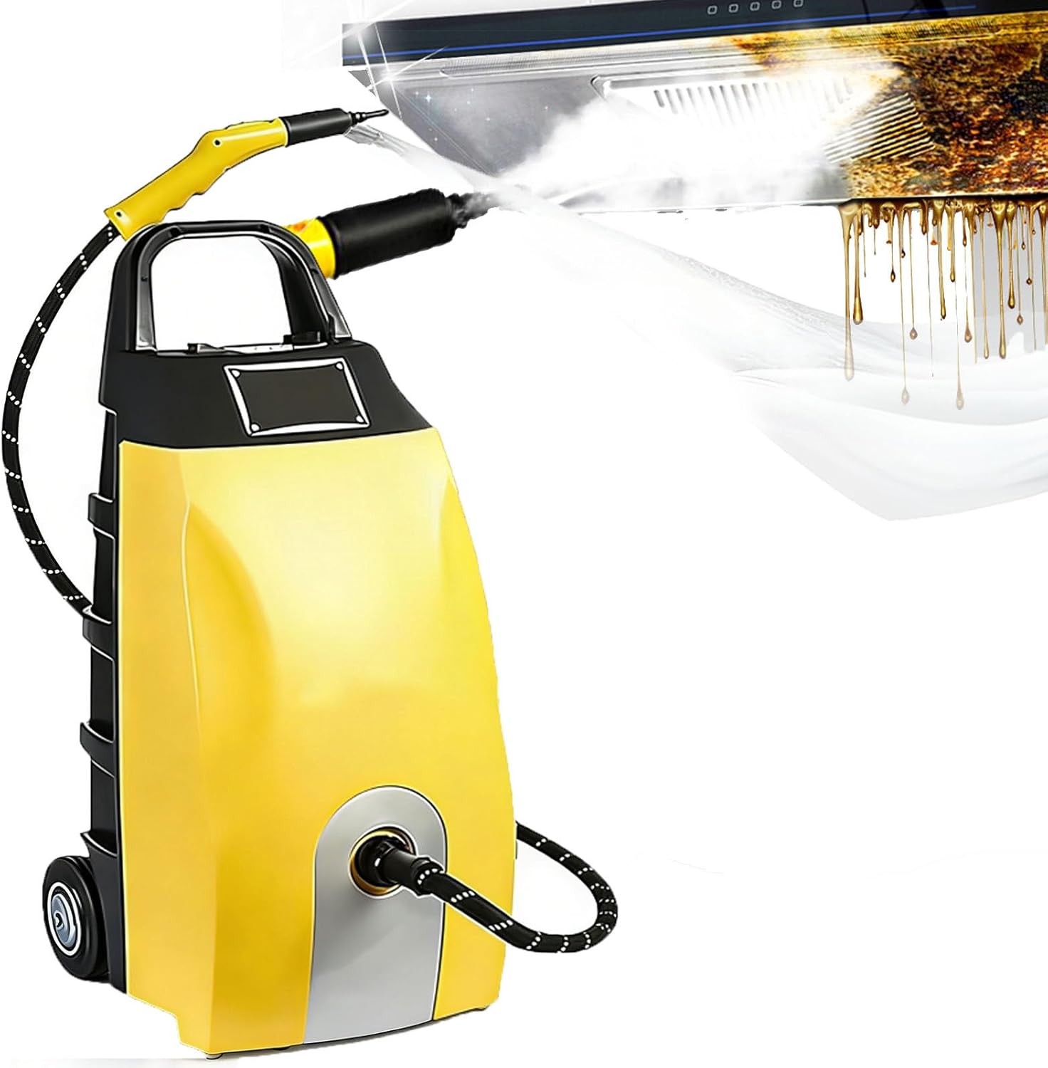 GBHJJ 3.5LSteam Cleaner, High-Pressure Continuous Steam Washer, Heated Carpet Extractor, for Home, Car, Hote & AC Cleaning, for Home Appliances & Auto Detailing Yellow