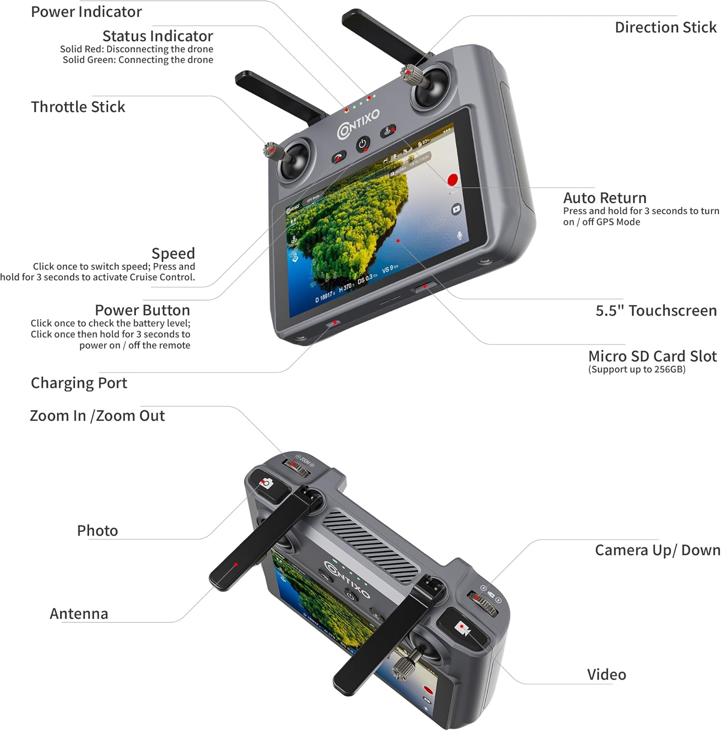 Contixo Drone for Adults, 4K Camera, 2-Axis Gimbal & EIS, Obstacle Avoidance, 5.5
