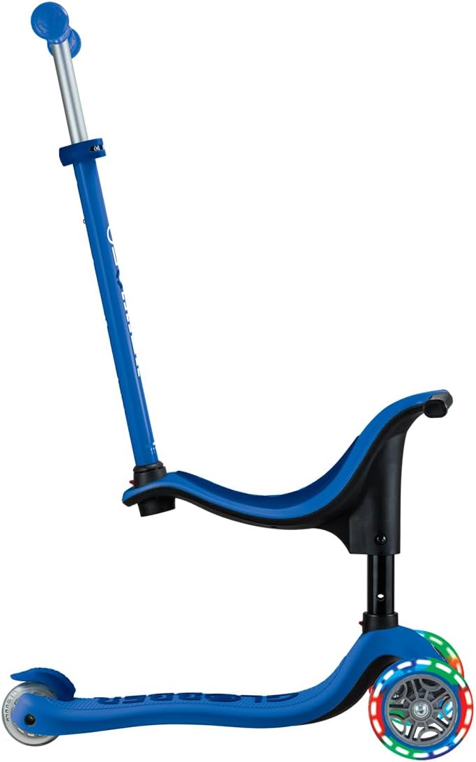 Globber - GO•UP Sporty Lights - 3-Wheel Scooter with Seat, for Children from 15 Months to 6 Years, Dark Blue