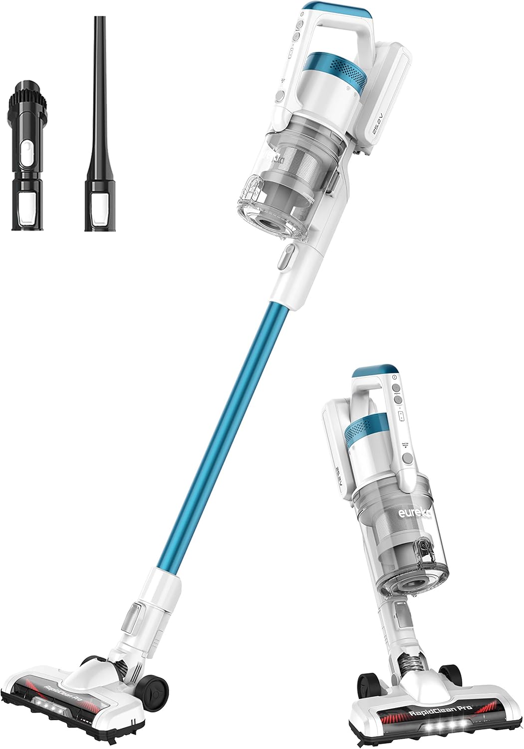 Eureka NEC180 RapidClean Pro Cordless Stick and Handheld Vacuum Cleaner for Hard Floors, Battery-Operated Portable Vacuum Cleaner with Maximum Efficiency Powerful Suction White