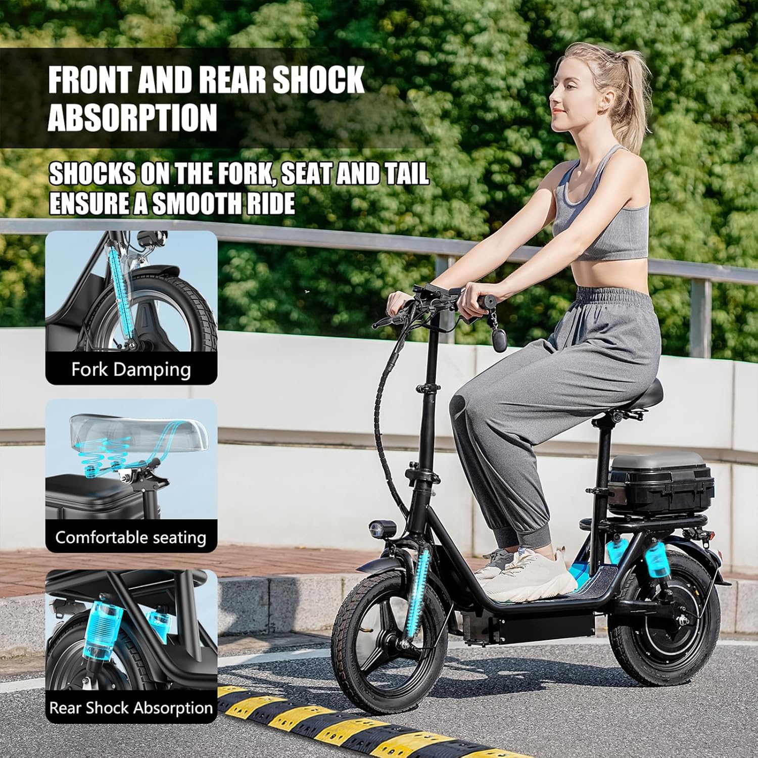 ASKGO Electric Scooter Adults, 1000W Motor, Top Speed 25Mph, Max 35 Miles Range, Foldable Commuter E-Scooter with Dual Suspension & Brakes, Waterproof Rating IPX7