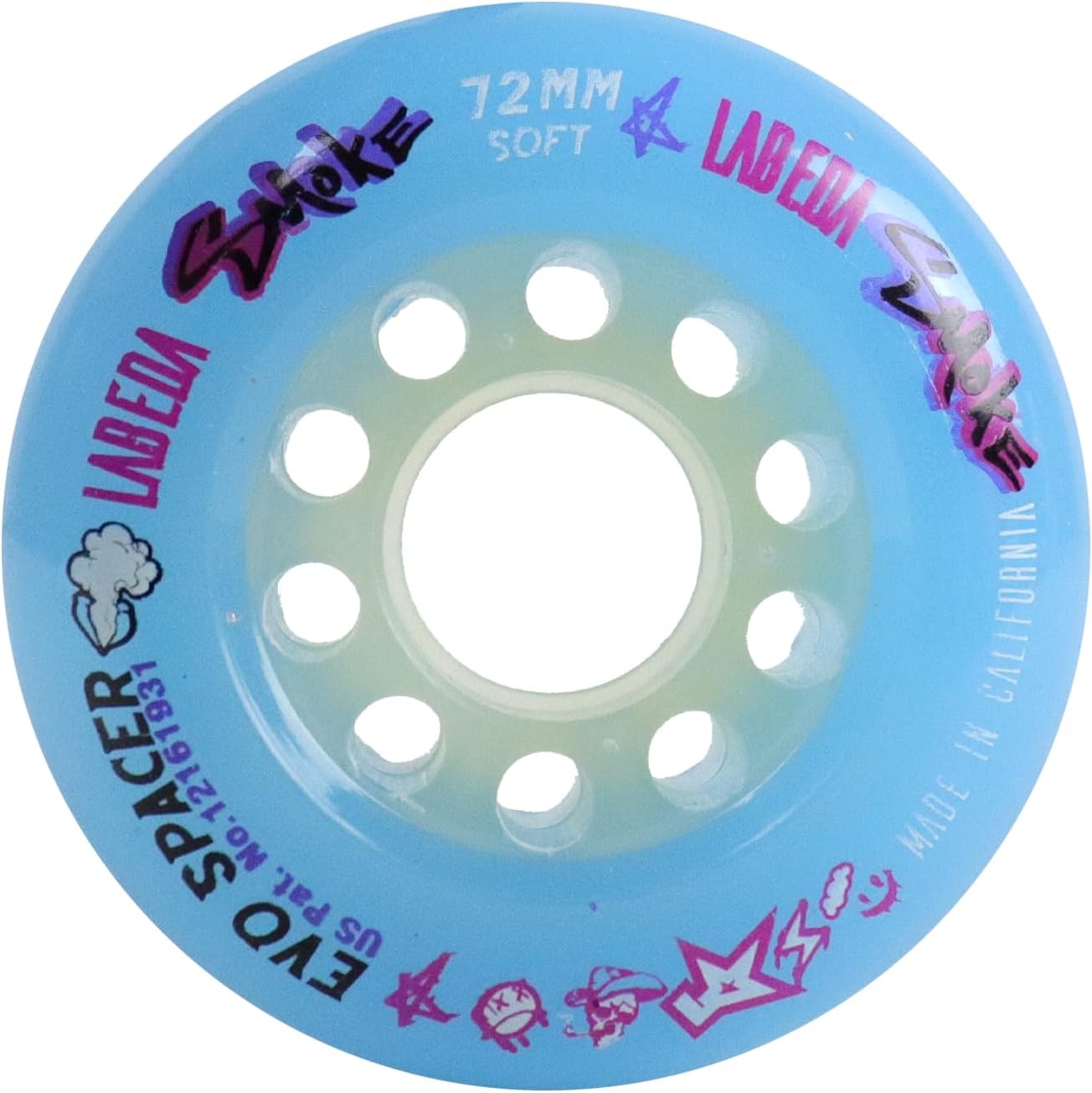 Labeda Smoke Evo Roller Hockey Wheels - 8-Pack with Evo Spacers and Hybrid Ceramic Bearings