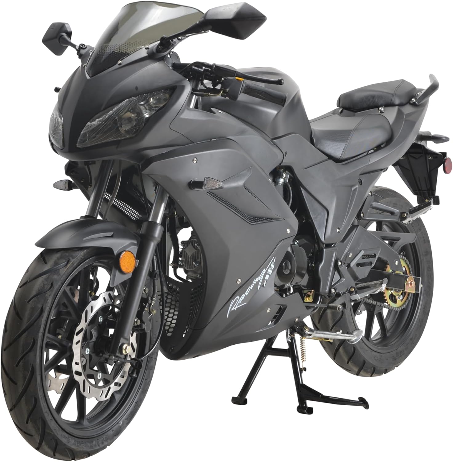 HHH 125cc Motorcycle with Manual Transmission for Adult Sports Bike 125cc Scooter with led Lights and 17 inches Wheels (Factory Packaged) (Black Color)