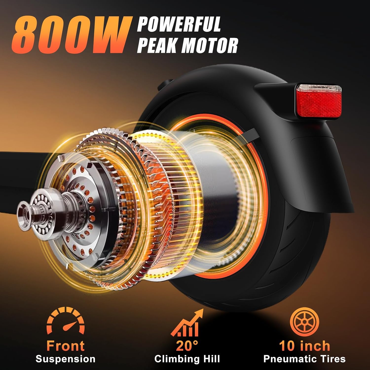 Electric Scooter Adults, 800W Peak Power & 21 MPH Portable Foldable Eletric Scooter, Up to 22 Miles Range, 10