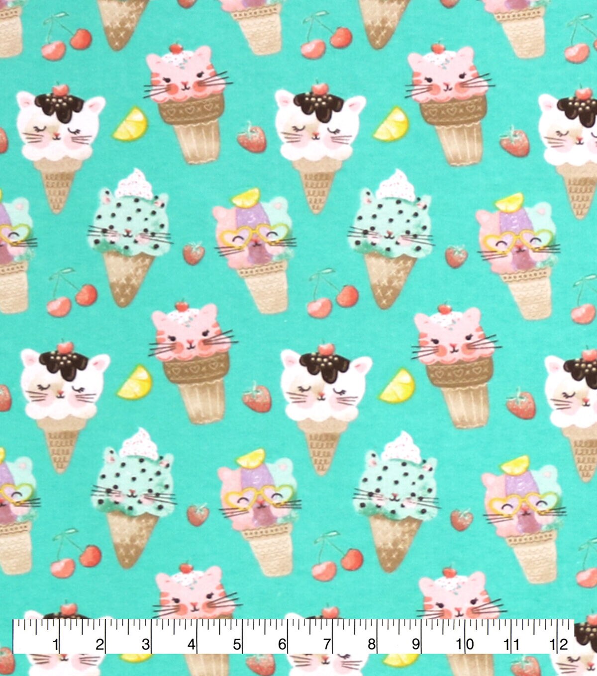Cat Ice Cream Super Snuggle Flannel Fabric