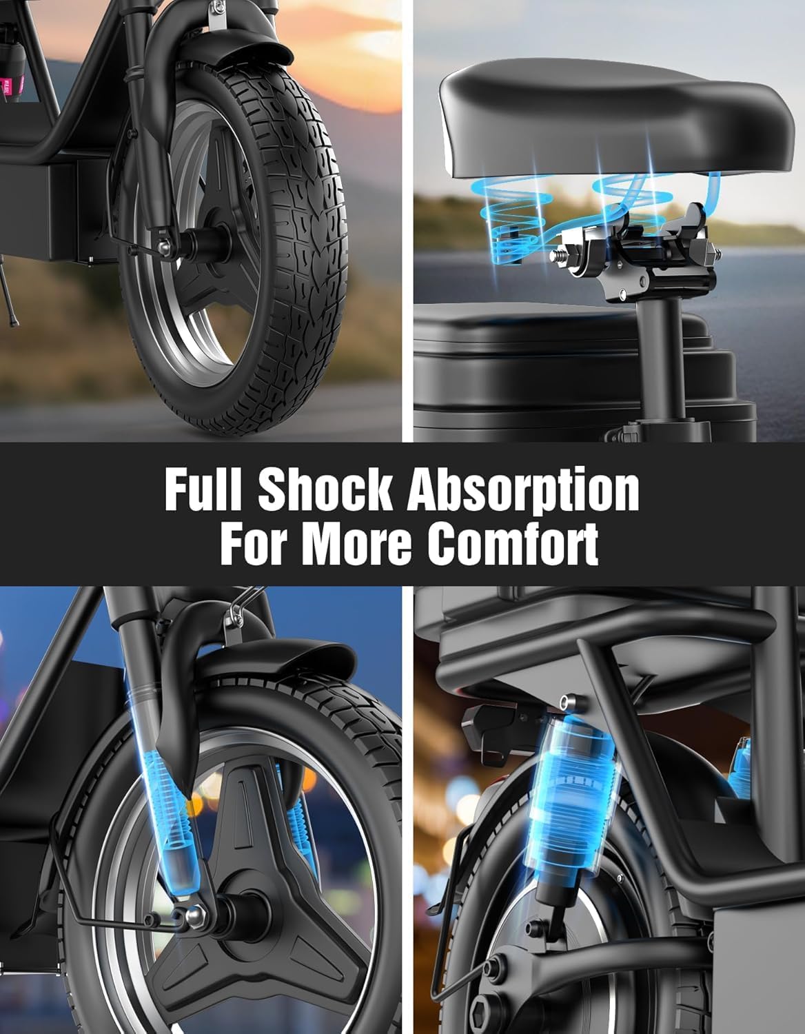 Electric Scooter with Seat for Adults, 500W Powerful Motor, 25/35Mile Range, Speed up to 22mph, e Scooter with Back Basket, UL 2272 Certified (with Box)