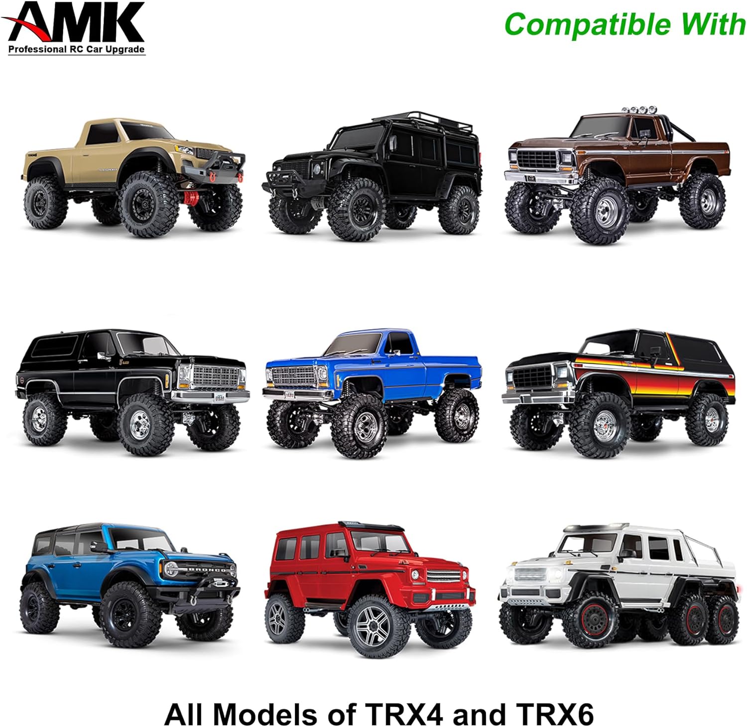 AMK TRX4 Brass Portal Axle Housing Front Rear Set 1106g Black Coating with Diff Covers C-Hub Counter Weights for 1/10 RC Crawler TRX6 TRX4 Upgrades (Front+Rear)