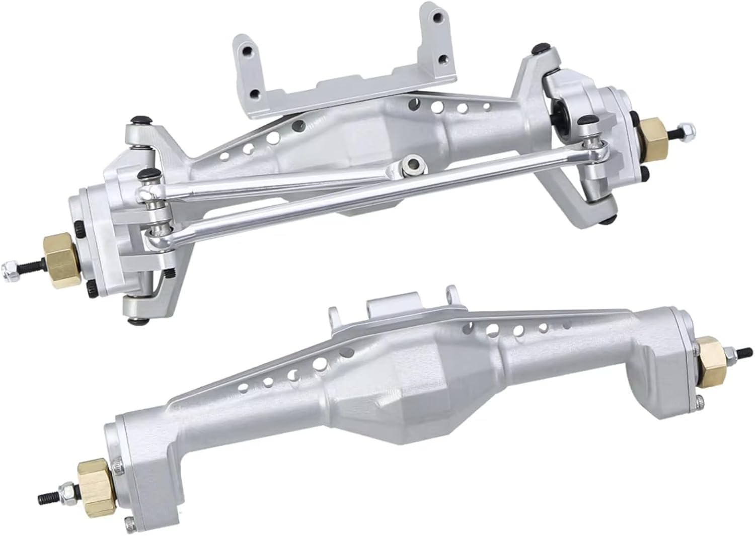 RC Axle Models For Axial For Capra UTB18 1/18 Aluminum Front And Rear Portal Axle Set Complete With Servo Mount Metal Upgrade Parts Model(Silver,1set)