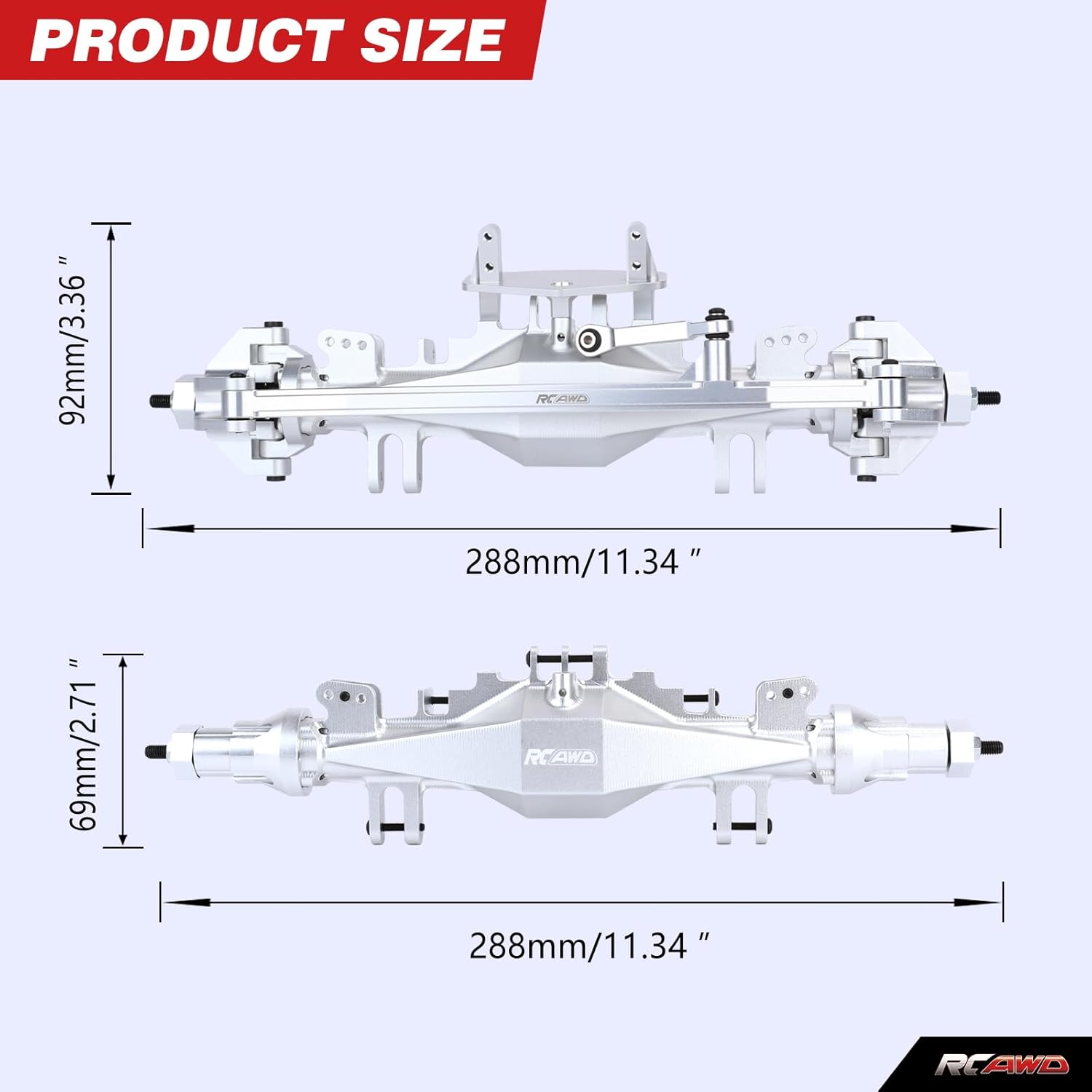 RCAWD 7075 LMT Front & Rear Axle Set, 90% More Durable Housing with 40CrMo Gears & Metal Differential Upgrades Parts for Losi 1/8 Solid Axle #LOS242031#LOS242030