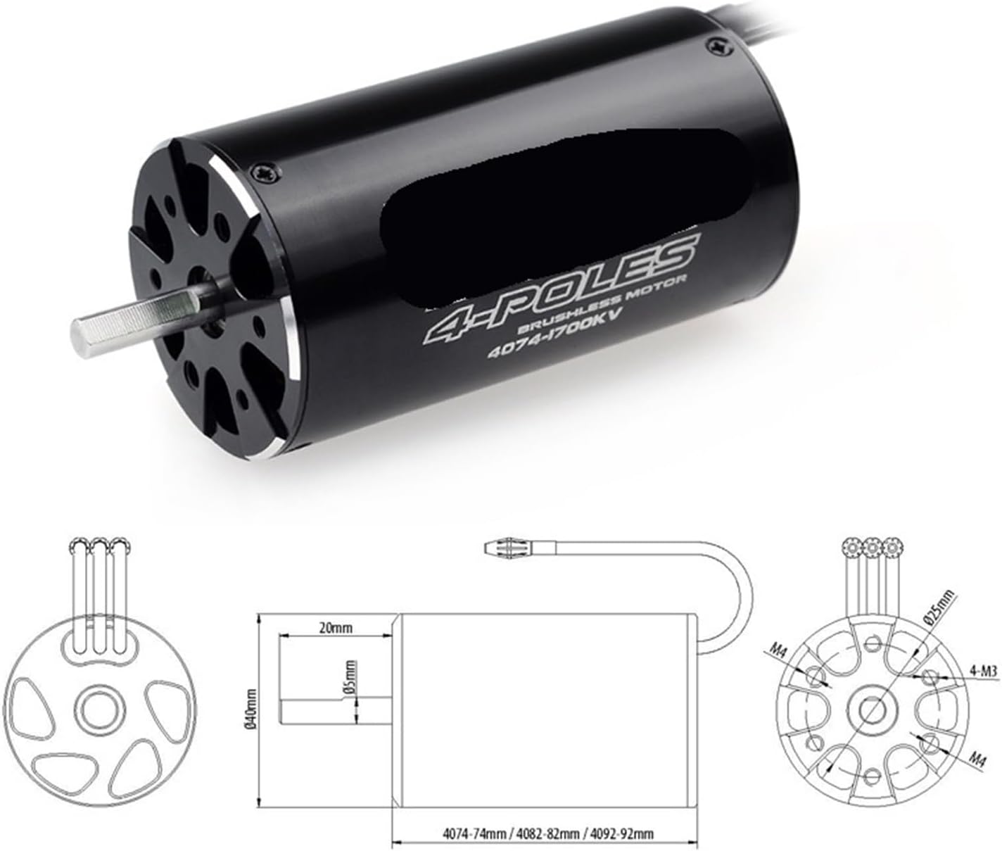 4074 2250KV 2000KV 1700KV 4P Brushless Motor(4074 2000KV)