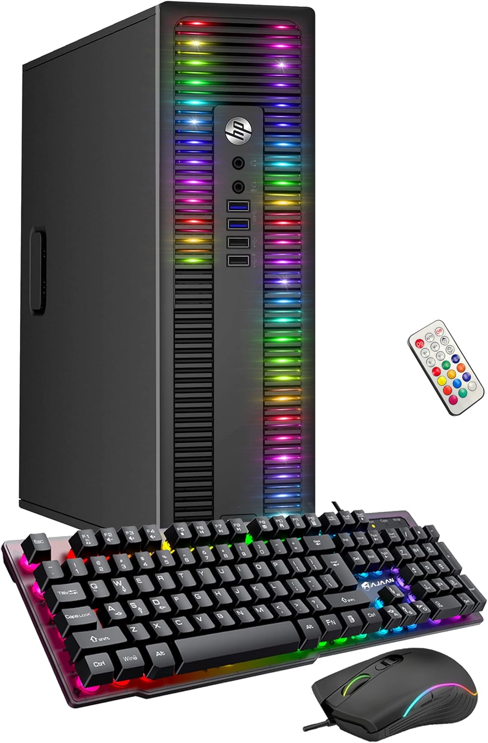HP Custom Built RGB Lights PC ProDesk Desktop Computer Intel Core i5 4570 Quad-Core Processor 8GB RAM 512GB SSD Windows 11 Wi-Fi Gaming PC Keyboard & Mouse (Renewed)