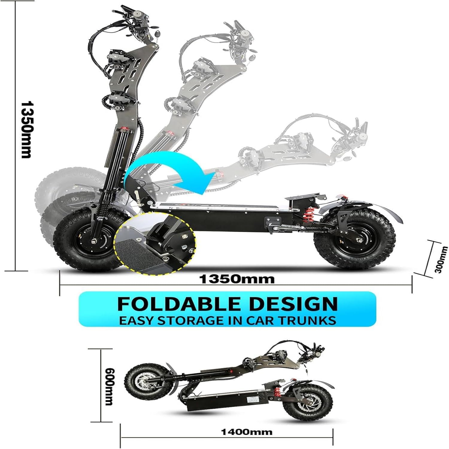 Electric Scooter for Adults with Seat, High Power 10000W Dual Motor with NFC, Max Speed 65MPH & Up to 75Miles,14