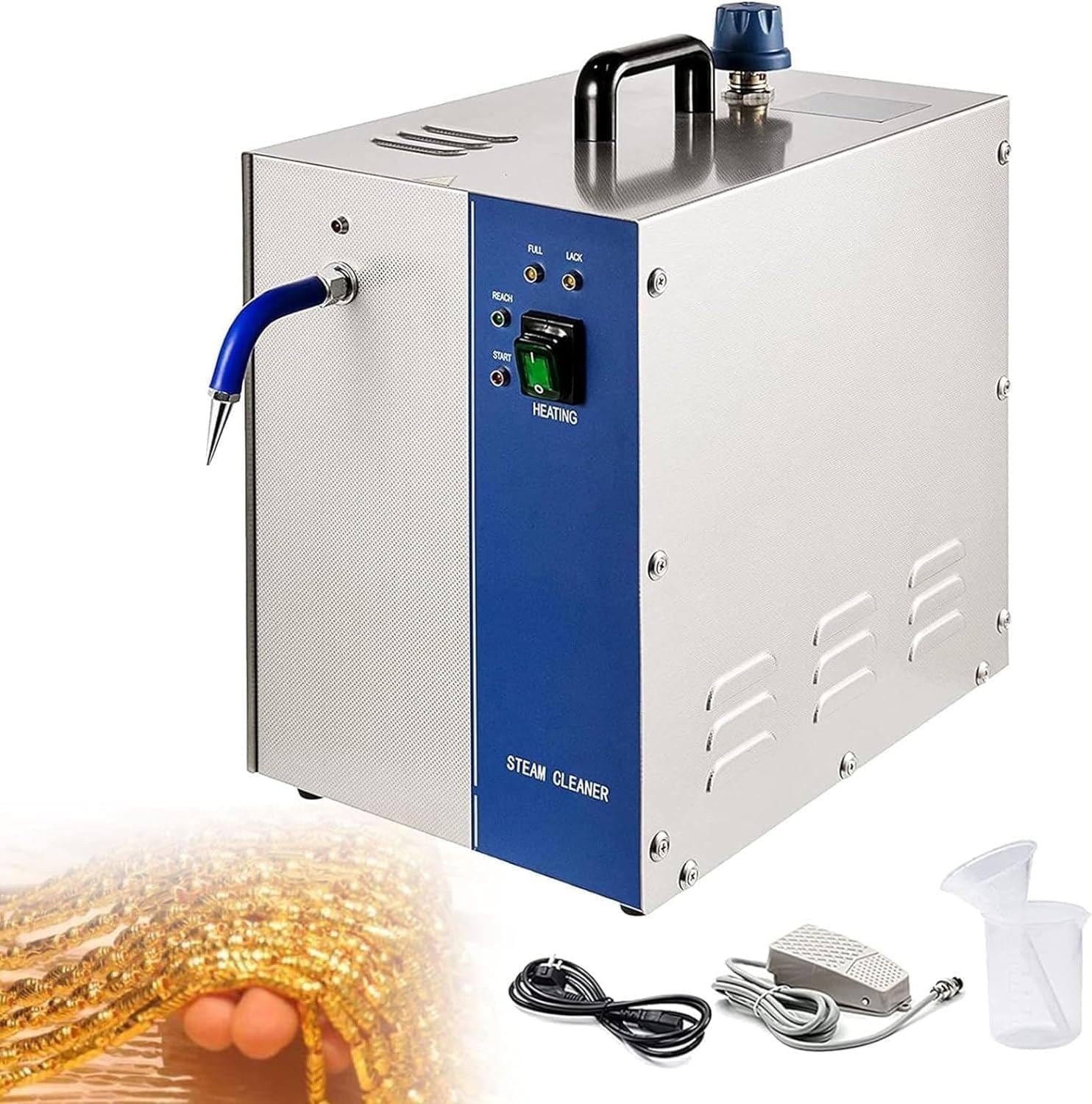 AWAYDD 2L/4L Stainless Steel Jewelry Steam Cleaner, Professional Jewellery Steam Cleaner Machine, 1300W/2200W Gem Washer, Gold and Silver Jewelry Steam Cleaning Machine(4L)