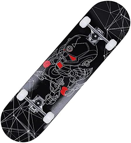 Four-Wheel Skateboard 7-Layer Maple Deck Skateboard Beginner Professional Standard Double Kick Board Suitable for Adults and Teenagers 31 inches X 8 inches