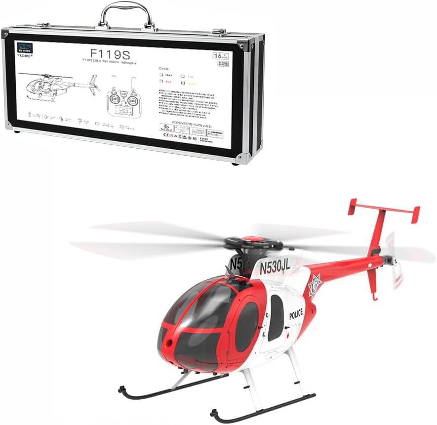 Remote Control Helicopter, 1/16 Scale YU XIANG MD500 250-Class 2.4G 9CH RC Little Bird Military Helicopter Model with GPS & Optical Flow Positioning, 6G/3D Switchable Flight Modes (RTF/Red White)