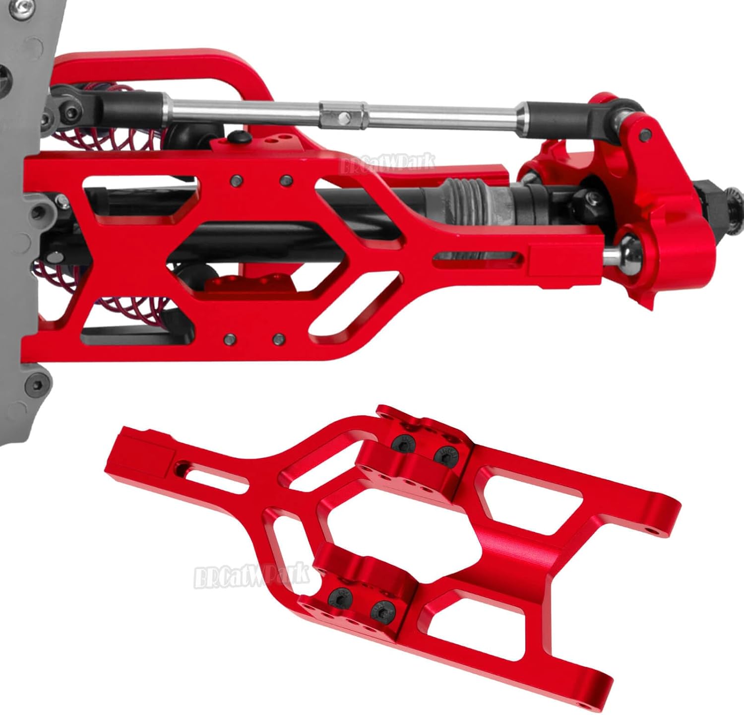 RC Upgrades Part for 1/10 E-Maxx T-Maxx,A-Arms,Caster Block,Steering Blocks,Rear Stub Axle Carriers,Drive Shaft CVD Axles,7mm Wheel Hex,Steering Bellcrank & Shock Tower Mounts,Red